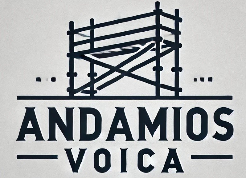 dall·e 2026 04 13 20.02.08 a clean logo for 'andamios voica' with the text 'andamios voica' in bold modern font on a white background. include a simple and small logo representi